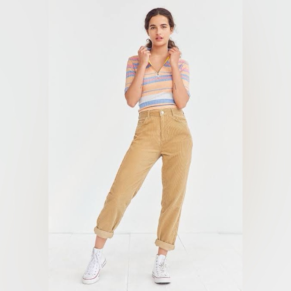 BDG High Rise Mom Jeans Corduroy Tan